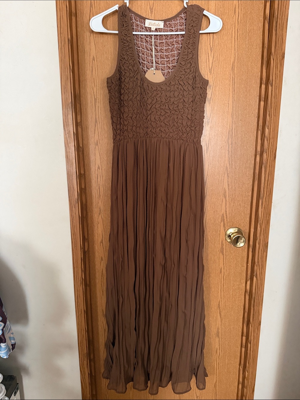 Listicle Brown Smocked Tank Maxi Dress